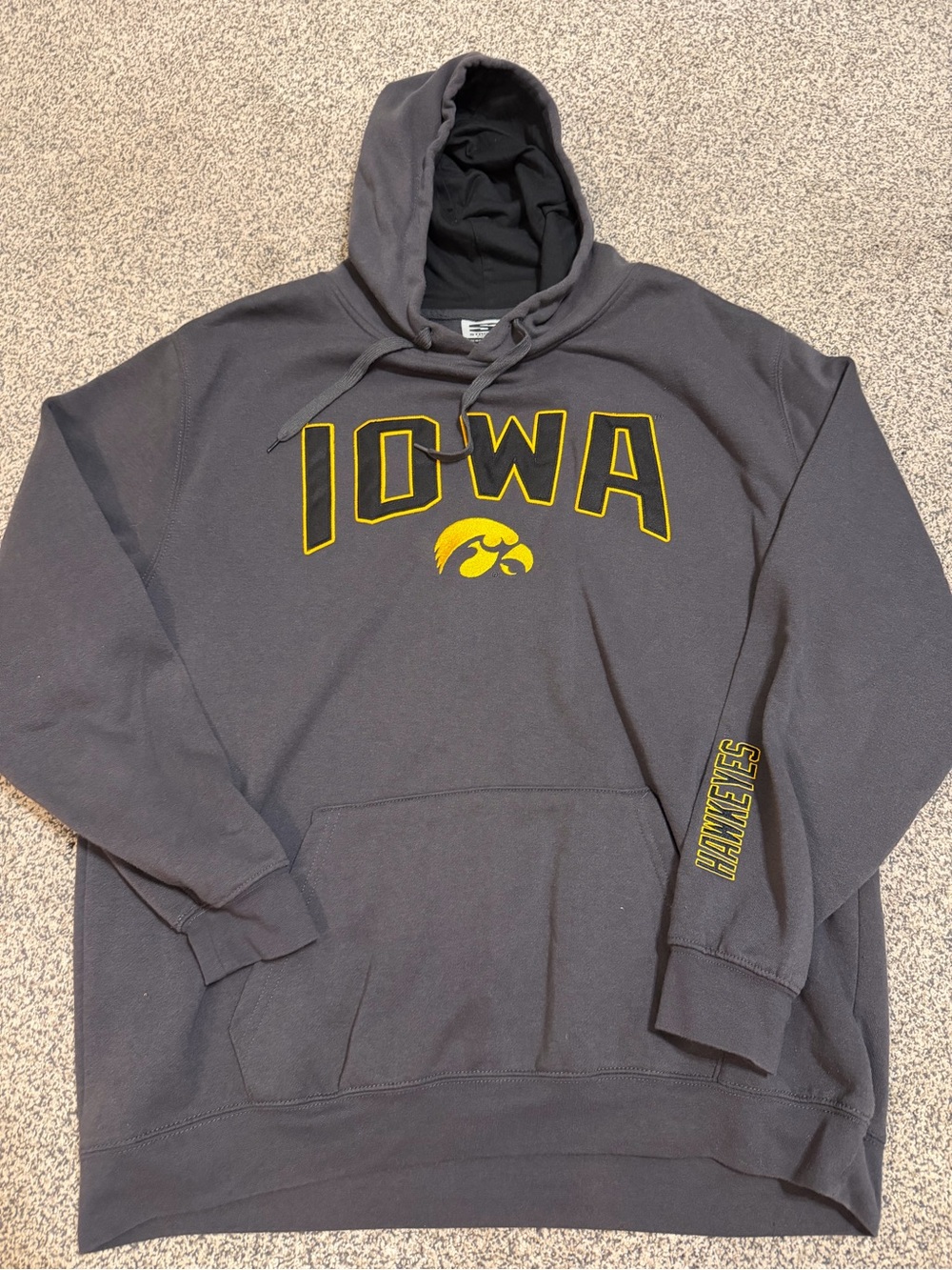 Stadium Athletics Gray Hoodie with Yellow Iowa Logo